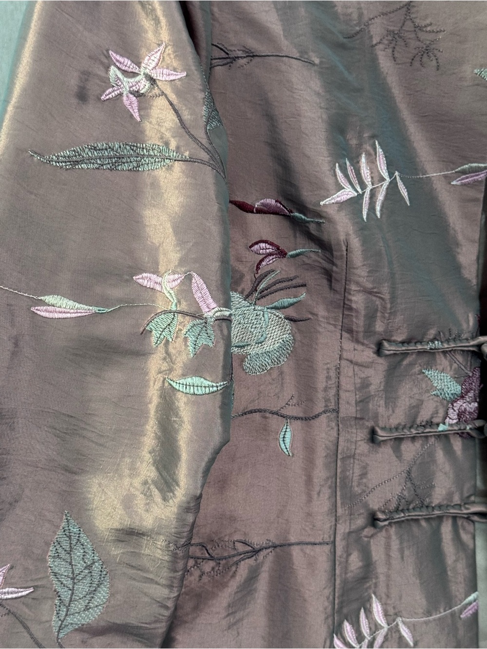 Silk Gold / Pink Brocade Mandarin jacket - Picture 4 of 7